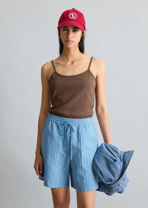 Top à bretelles spaghetti slim Umbra Brown en vue de face