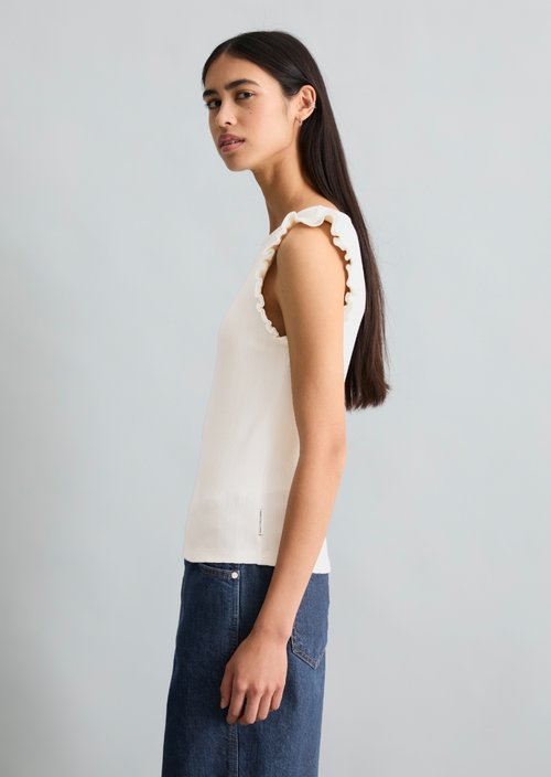 Regular sleeveless flounce top — Silky White