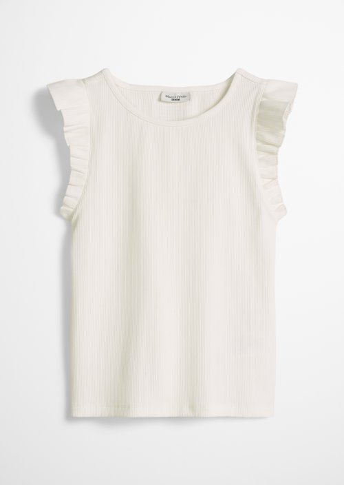 Regular sleeveless flounce top — Silky White