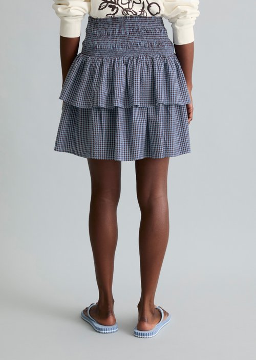 Seersucker tiered skirt flared — Light Blue