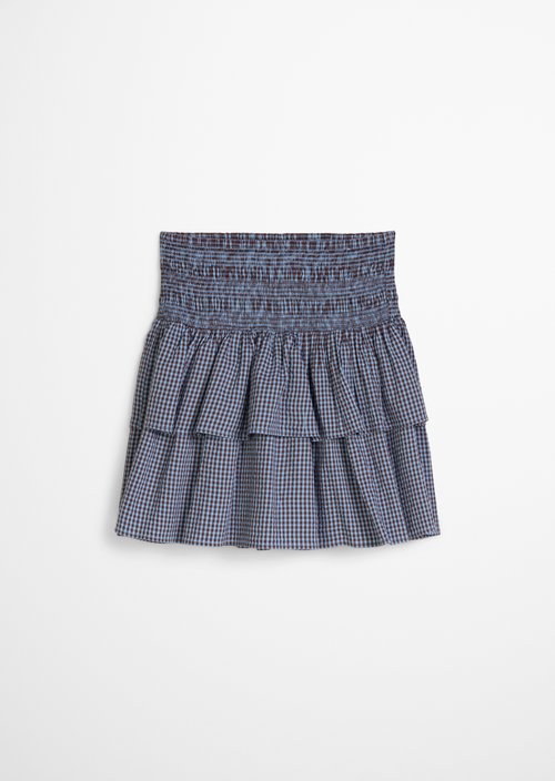 Seersucker tiered skirt flared — Light Blue