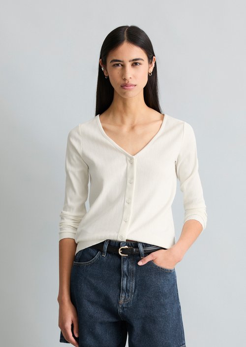 Pointelle cardigan slim — Silky White