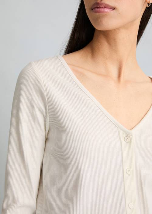 Pointelle-Cardigan slim Silky White en vue détaillée