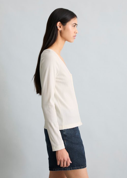 Pointelle cardigan slim — Silky White
