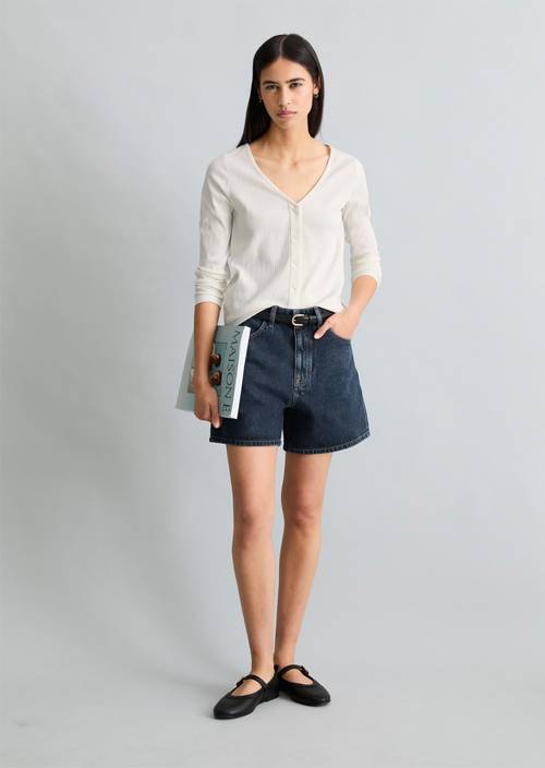 Pointelle-Cardigan slim Silky White en vue de face