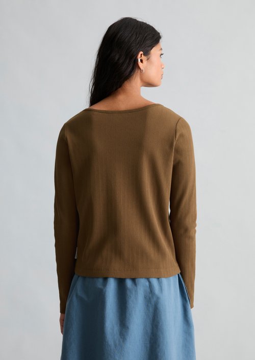 Pointelle cardigan slim — Umbra Brown