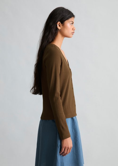 Pointelle cardigan slim — Umbra Brown