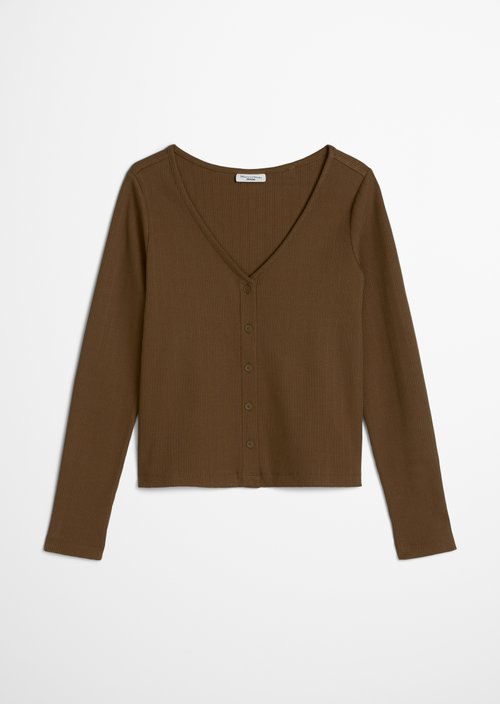 Pointelle cardigan slim — Umbra Brown