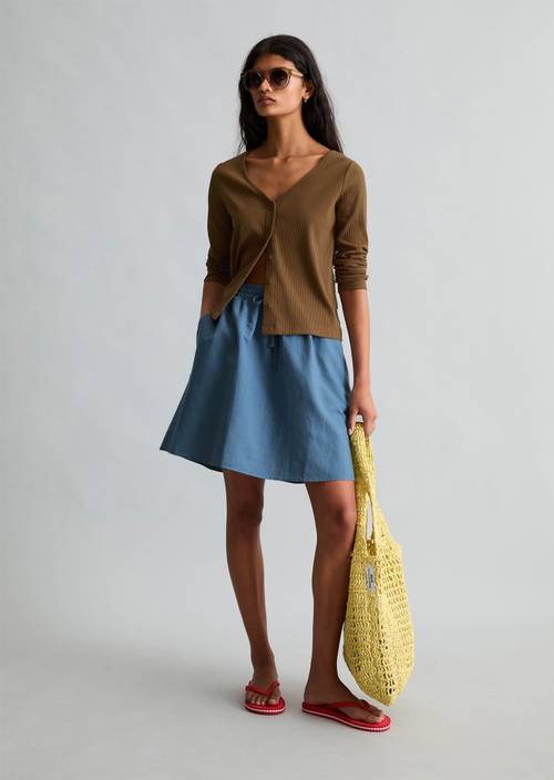 Pointelle-Cardigan slim Umbra Brown en vue de face