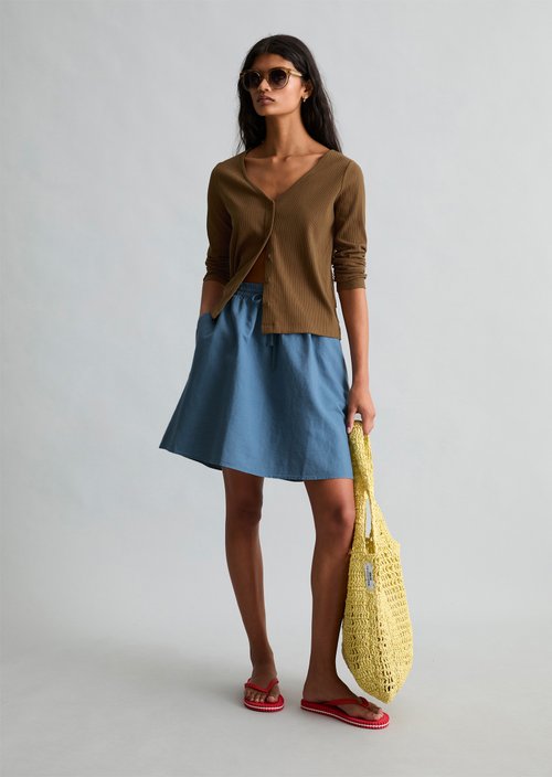 Pointelle cardigan slim — Umbra Brown
