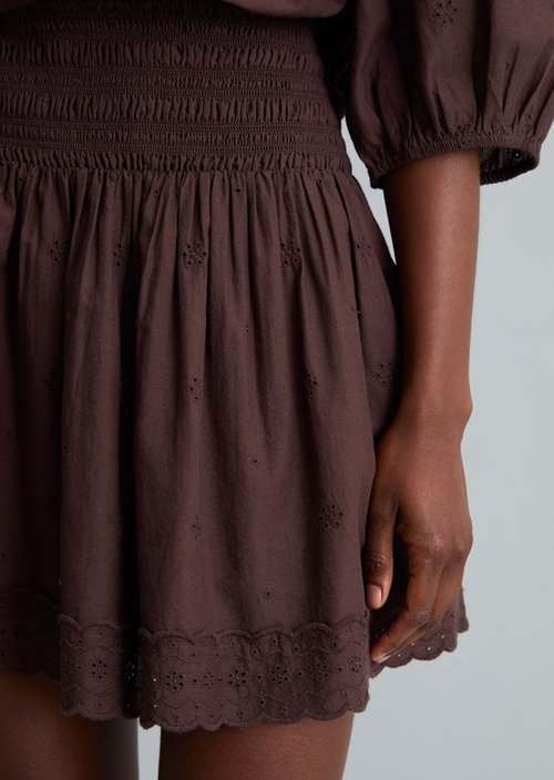 Broderie anglaise mini skirt flared — Burnt Aubergine