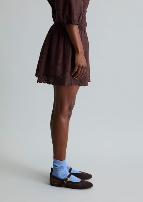 Broderie anglaise mini skirt flared — Burnt Aubergine