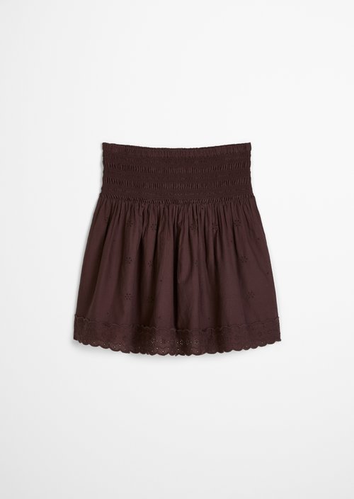 Broderie anglaise mini skirt flared — Burnt Aubergine