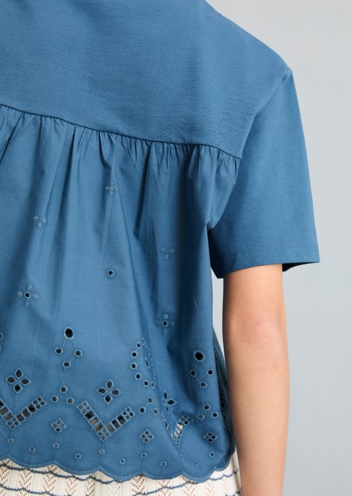 T-shirt with broderie anglaise relaxed — Endless Sea