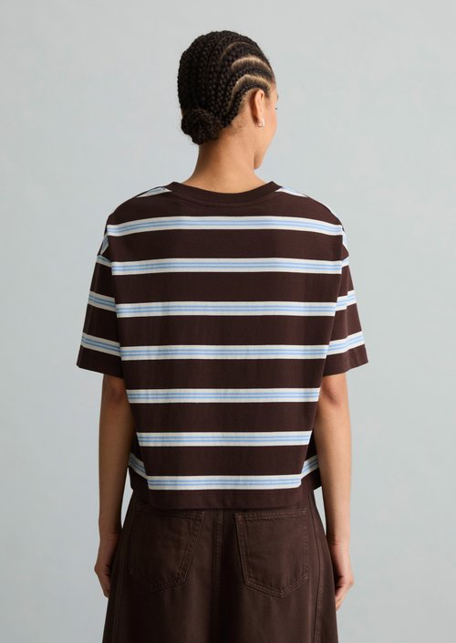 Relaxed striped T-shirt — Dark Brown