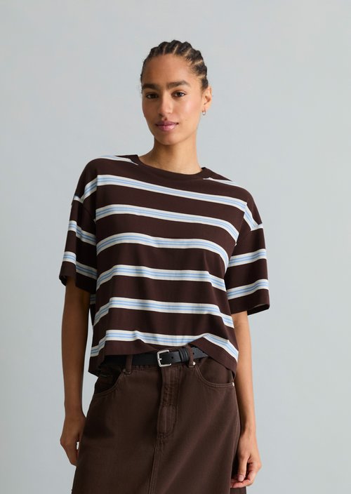 Relaxed striped T-shirt — Dark Brown
