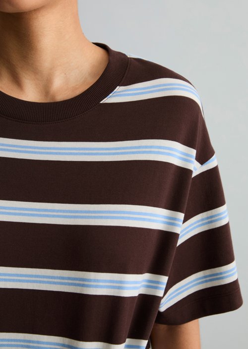 Relaxed striped T-shirt — Dark Brown