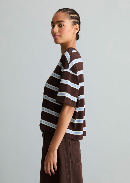 Relaxed striped T-shirt — Dark Brown