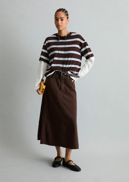 Relaxed striped T-shirt — Dark Brown