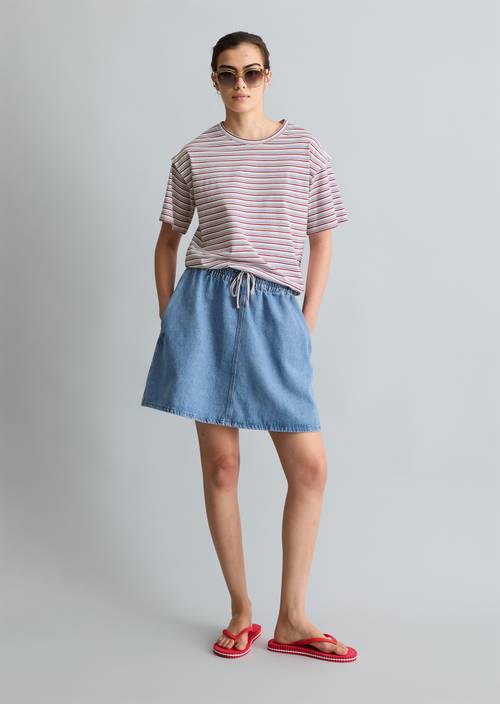 Maglietta a righe rilassata White in vista frontale