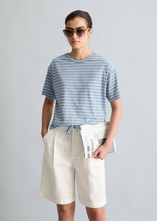 Maglietta a righe rilassata Light Blue in vista frontale