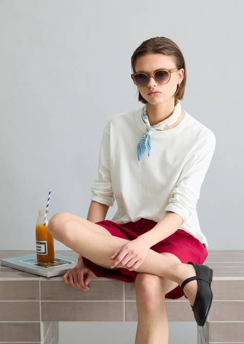 Longsleeve relaxed Silky White in Frontalansicht