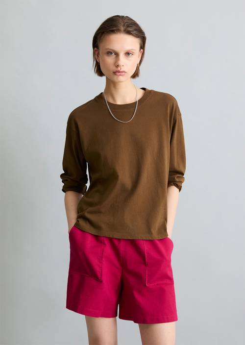 Longsleeve relaxed Umbra Brown in Frontalansicht