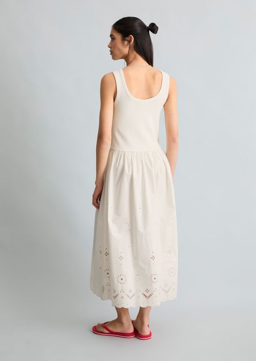 Dress with lace skirt — Silky White