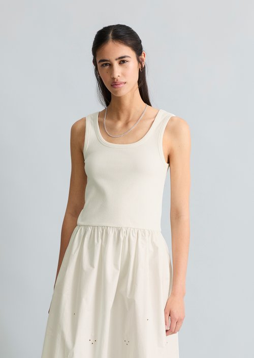 Dress with lace skirt — Silky White