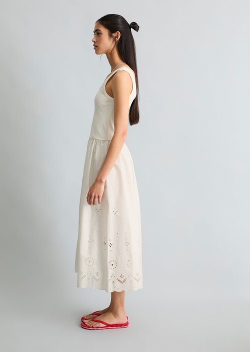 Dress with lace skirt — Silky White