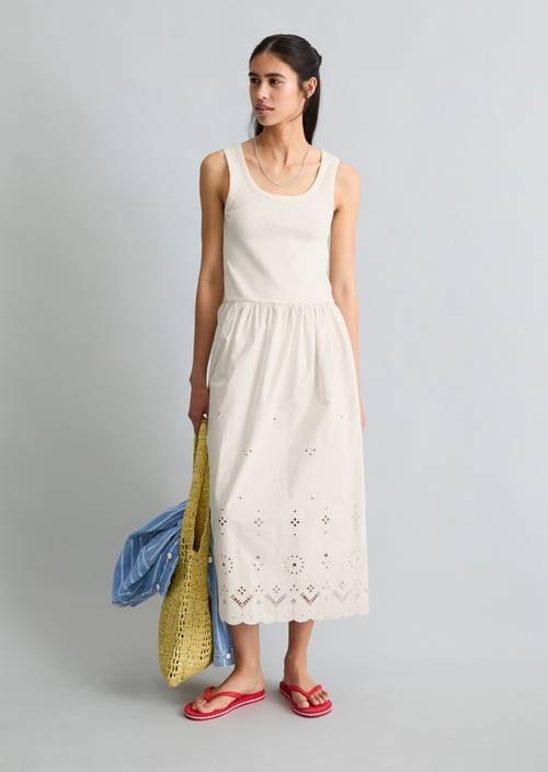 Dress with lace skirt Silky White in front view