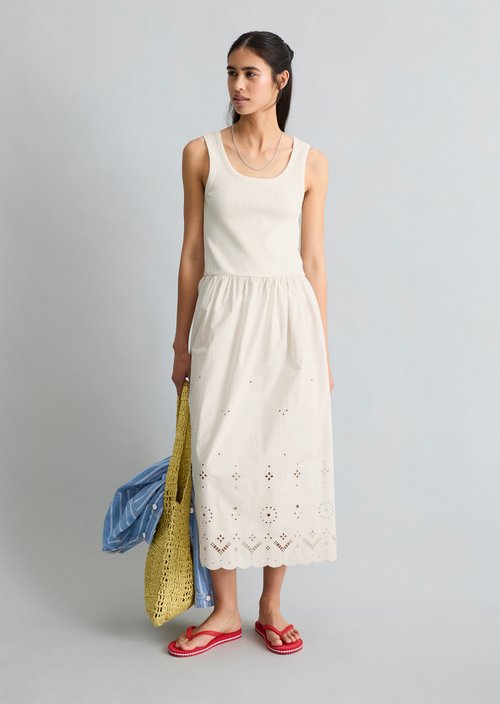 Dress with lace skirt — Silky White