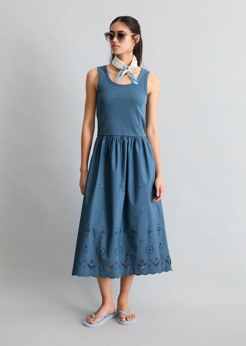 Dress with lace skirt Medium Blue 4671 in front view