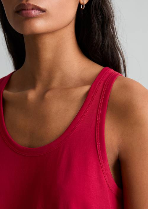 DfC Mouwloze jersey jurk A-Vorm Vivid Cherry in detailaanzicht