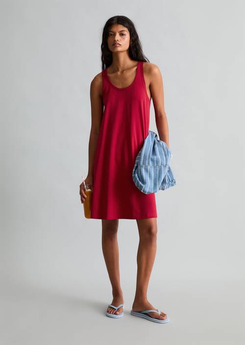 DfC Mouwloze jersey jurk A-Vorm Vivid Cherry in vooraanzicht