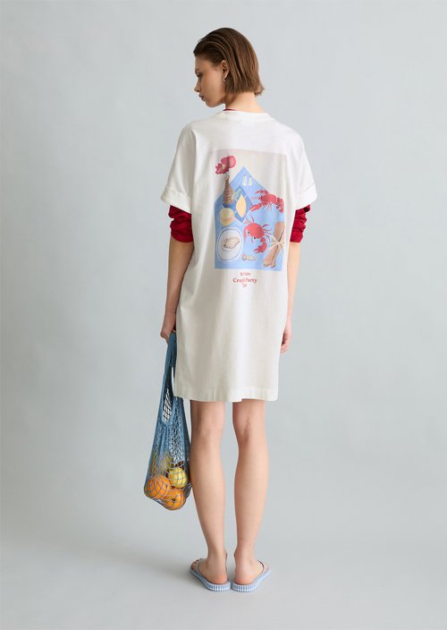 Relaxed-fit jersey dress — Silky White