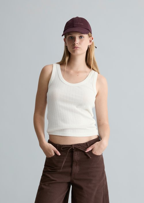 Pointelle top slim — Silky White