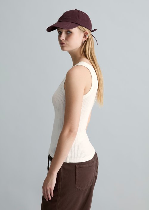 Pointelle top slim — Silky White