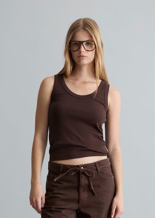 Pointelle top slim — Burnt Aubergine