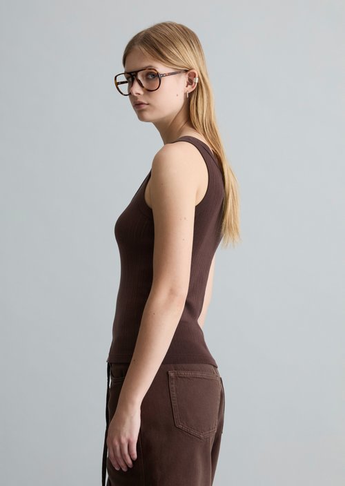 Pointelle top slim — Burnt Aubergine