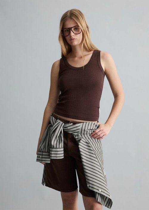 Pointelle top slim — Burnt Aubergine