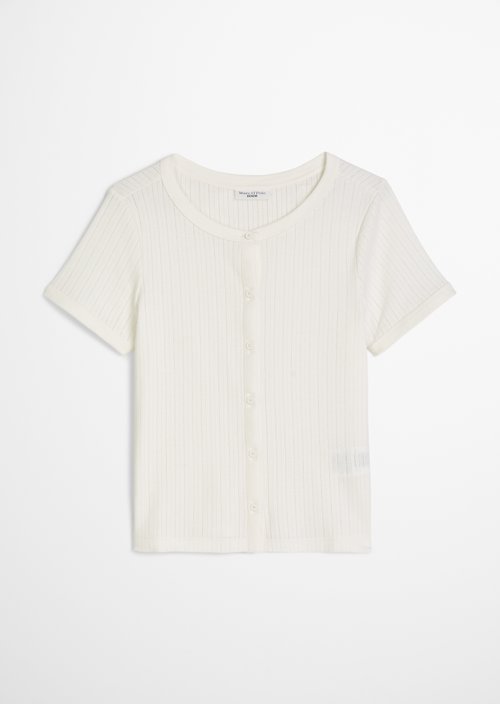 Pointelle short sleeve cardigan regular — Silky White