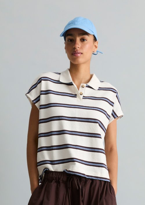 Striped polo shirt wide — Offwhite