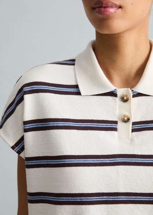 Striped polo shirt wide — Offwhite