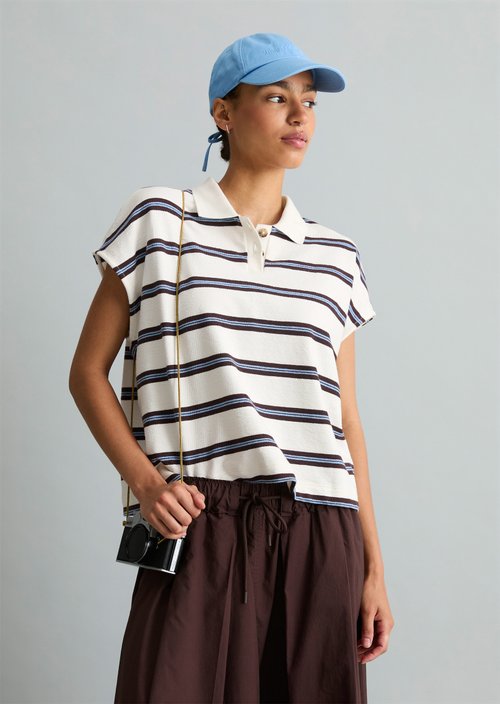 Striped polo shirt wide — Offwhite