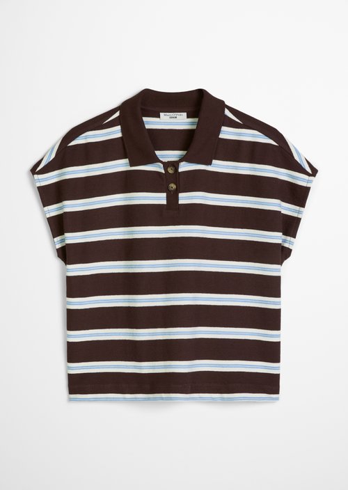 Striped polo shirt wide — Dark Brown
