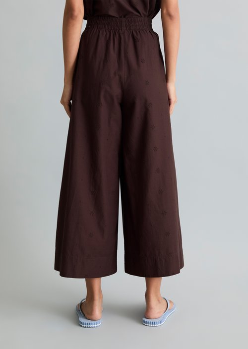 Broderie anglaise trousers wide — Burnt Aubergine