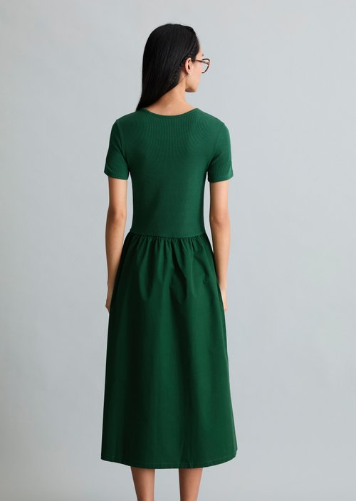 Jersey dress flared — Rich Emerald