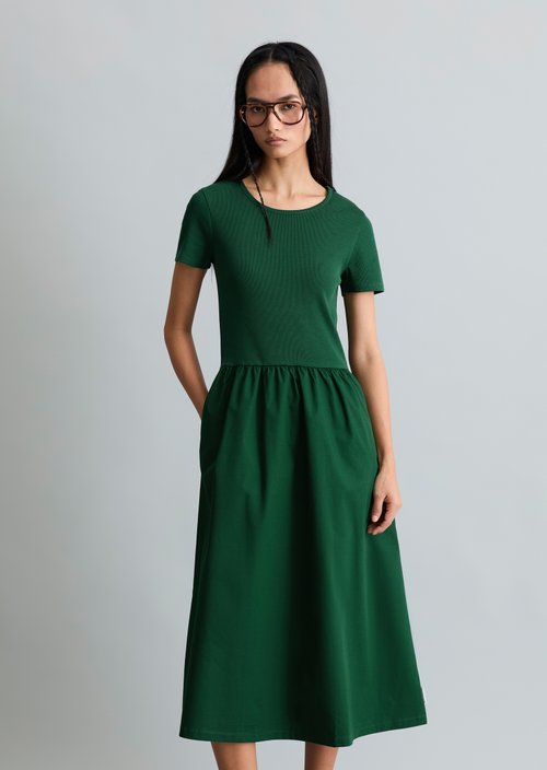 Jersey dress flared — Rich Emerald