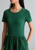 ワンピース Cotton Jersey Flared Dress Jersey dress flared with cotton poplin skirt - green | Jersey